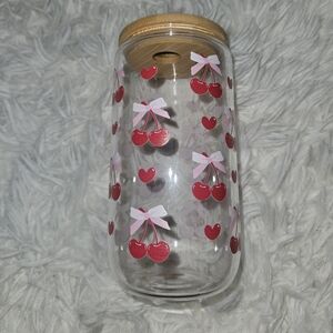 Cherry Glass Jar with Bamboo Lid